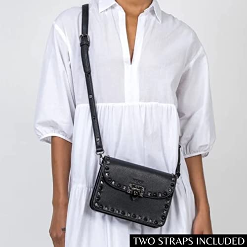 Mersi Ruby Crossbody Purse - A Gorgeous Vegan Leather Purse With Stunning Studded Detail - Includes Two Adjustable Shoulder Straps For A Comfortable Carrying Experience - Black #TOP4