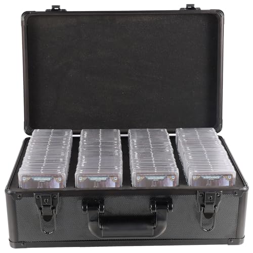 EcoVibe Graded Card Case, Aluminum Alloy Trading Card Storage Box with Carry Handle, Sports Card Case Holders with Dividers, Graded Card Storage Boxes Fits Psa, TCG, Csg, BGS, SGC Slabs