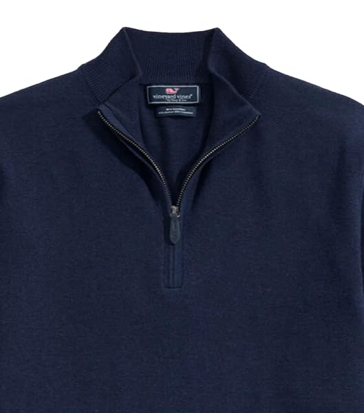 vineyard vines Men's Tall Thaxter Cashmere Blend Quarter-Zip - Deep Bay XT3