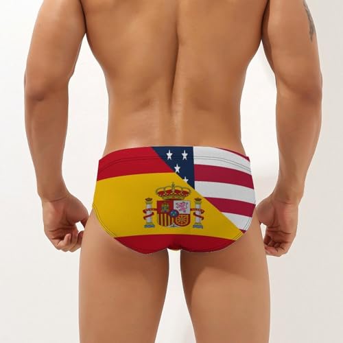 USA and Spain Flag Men's Swim Briefs Low Waist Bikini Swimsuit Underwear Beach Swimwear2