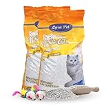 White Cat 2 x 15 L Katzenstreu mit Babypuder Duft Klumpstreu staubarm + 2 Mäuse