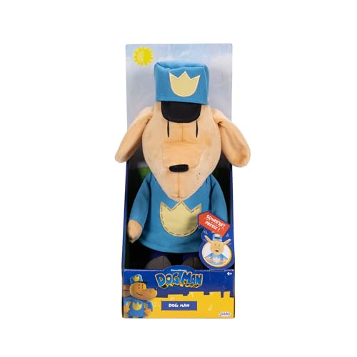 Jakks Pacific Dog Man - 32 cm Funktionsplüsch Figur, hochwertiges Plüschmaterial, Ohren flattern, zur Ergänzung der Dog Man-Buchsammlung, ab 4 Jahren geeignet