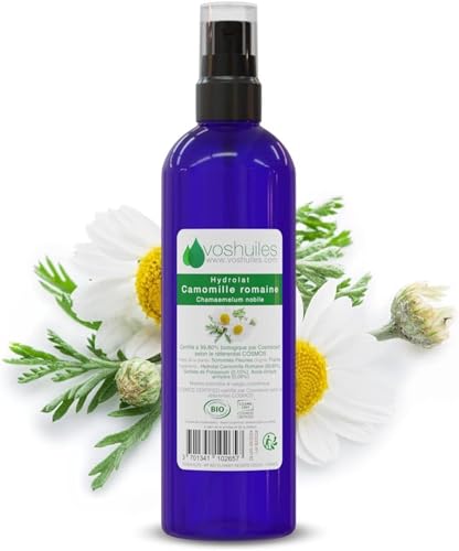 VOSHUILES - Hydrolat de Camomille Romaine COSMOS - Eau Florale Apaisante et Douce - Parfum Miel Délicat - Soin Visage et Corps Peaux Réactives - 100ml