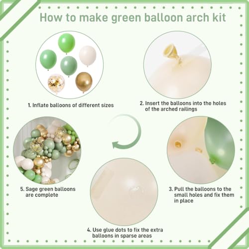 Image of Sage Green White Gold Balloon Garland Arch Kit 143pcs,for Birthday Baby Shower Gender Reveal Wedding Party Decoration