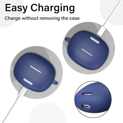 Image of Sounce Earphone Case Cover for Boult Audio W20 TWS Soft Silicone Skin Case Cover Shock Absorbing Protective Case with Keychain [Front LED Visible] - Blue