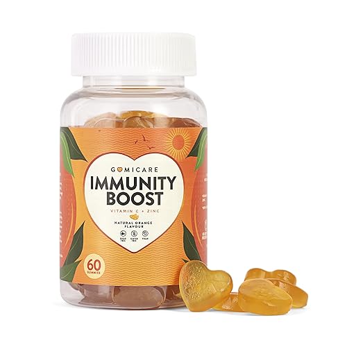 Gomicare - Vitamina C Niños y Adultos - Gominolas Vitaminas Sin Azúcar - Vitamina C y Zinc - 60 Gominolas - Vegano - Sin Gluten Ni Lactosa - Sin Colorantes Artificiales