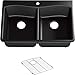 KOHLER K-8185-1-CM1 Kennon 33 in. x 22 in. x 9-5/8 in. Neoroc top Mount Double-Equal Kitchen Sink, Matte Black