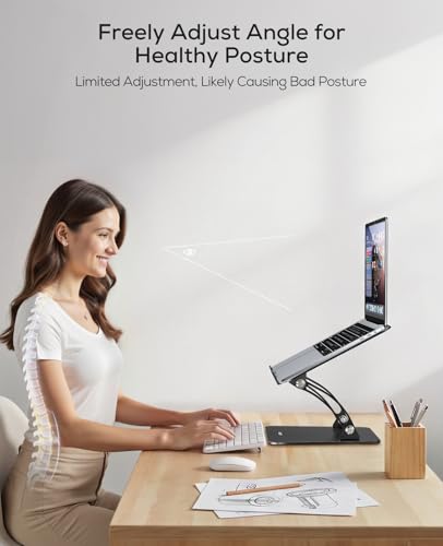 Nulaxy C1 Adjustable Laptop Stand — Dual-Shaft Riser for Eye-Level Posture — view 2