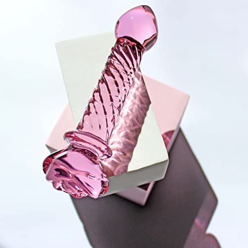 Asnoknae 3-Piece Pink Glass Dildo Butt Plug, Crystal Rose Anal Plug Beads Dildo, Adult Anal Training Sex Toys Set For Men And Women, Three Cute Styles Of Beginner Anal Wands For Varied Stimulation #TOP3