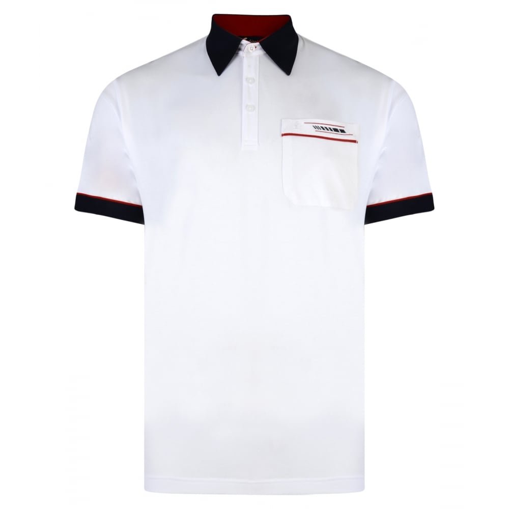Gabicci Mens Classic Jersey Polo Shirt Contrasting Collar & Cuffs (G00X62), White - XX_Large