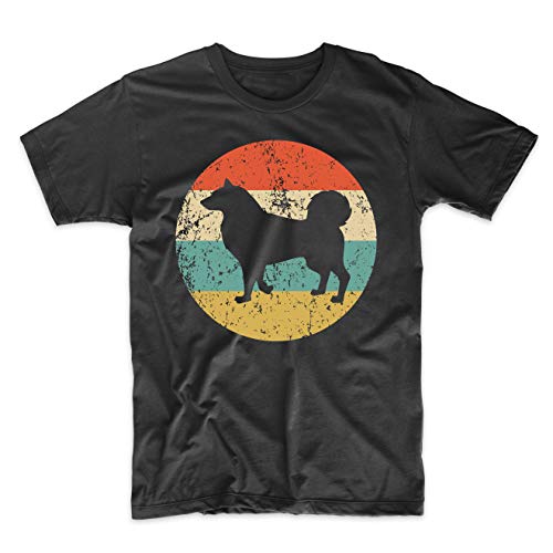 Retro Alaskan Malamute Dog Breed Icon T-Shirt, Small Black