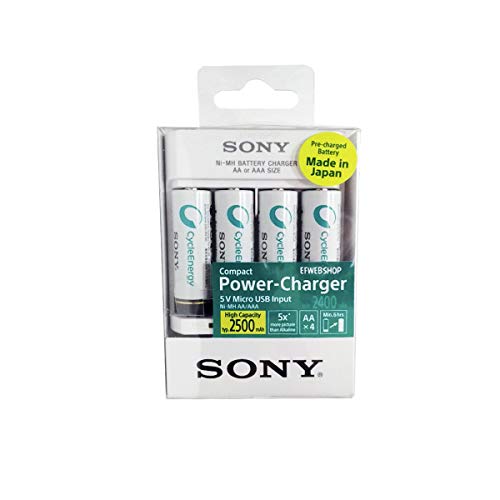 Carregador de Pilhas Sony com 4 Pilhas AA 2500mAh - BCG-34HHU4G