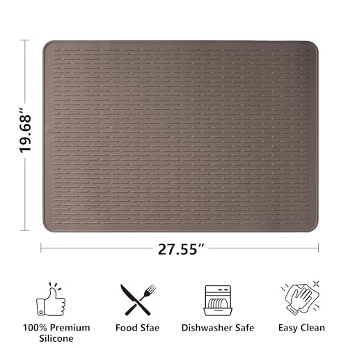 Image of Stove Top Cover for Electric Stove- Range Covers for Electric Stove,Silicone XXL Dish Drying Mat, Glass Cooktop Covers, Flat RV Range top Mats (Coffee, 28 inchx20 inch)