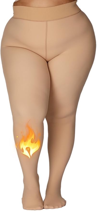 Fleece Lined Tights for Women - Black Winter Warm Thermal Stockings Leggings