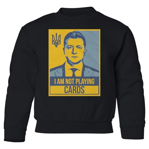 Im Not PLaying Cards Zelensky Stamp Support Ukraine Youth Crewneck Sweatshirt
