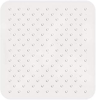 Tatkraft Fine - Non Slip Shower Mat with 145 Suction Cups - 21.7x21.7in (55x55cm) - Mildew Resistant - Anti-Slip Rubber Bath Mat for Inside Shower or Tub with Draining Holes