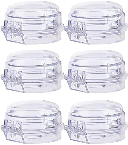 gazi 6 Pack Stove Knob Covers, Clear Stove Knob Safety Covers Kitchen Gas Stove Knob Covers, Protect Little Kids with Child Proof Lock for Oven/Stove Top/Gas Range