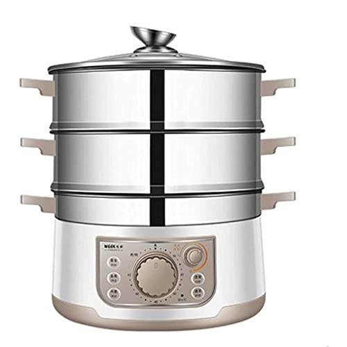 BXSUKEYOU Vapor de Vapor de Alimentos eléctrico: Acero Inoxidable de 3 Niveles, Tapa de Vidrio y cestas apilables para Verduras al Vapor, arroz y más - Comidas saludables en Minutos