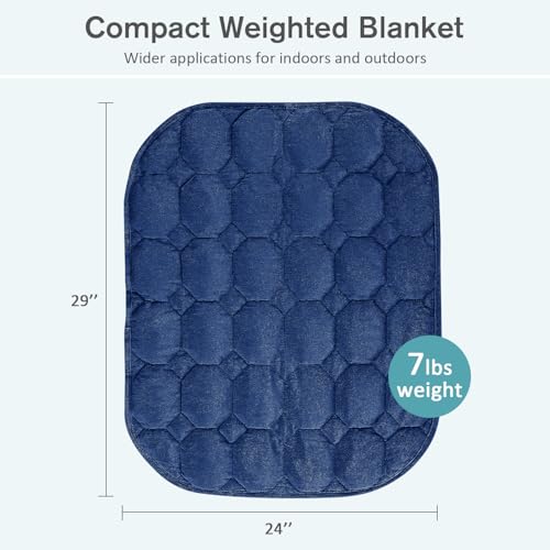 Image of Topblan Weighted Lap Blanket 7lbs for Adults, Small Weighted Blanket Throw for Napping, Relaxation, Calming and Travel, Skin Friendly & Machine Washable for All-Season Sleeping, 24x29 inches