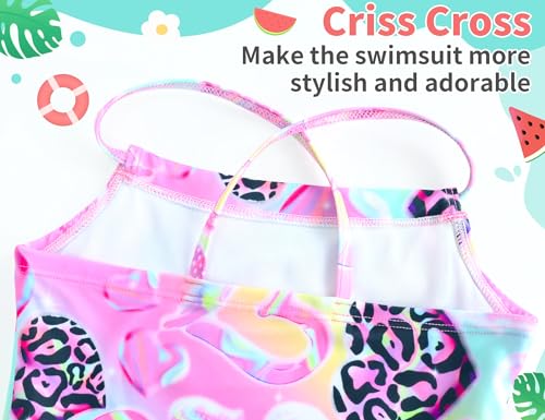 Image of TENVDA Girls Swimsuit Summer Beach Sport Halter Bathing Suits One Piece Swimwear for 2-12 Years Old Kids