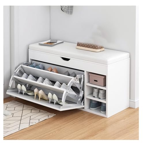 Banc de rangement à chaussures haut de gamme en PU blanc 80cm - 2
