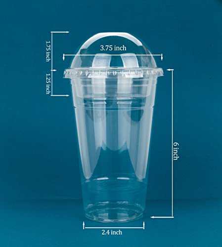 Image of GOLDEN APPLE Cup series, 24oz-50sets Clear Plastic cups+4oz insert with Dome lids no hole, BPA Free(50cups+50inserts+50lids)