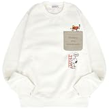 [ヨシダユウ] スヌーピー トレーナー 長袖 裏起毛 刺繍 チャーリーブラウン ウッドストック SNOOPY PEANUTS (JP, アルファベット, LL, A-オフホワイト)