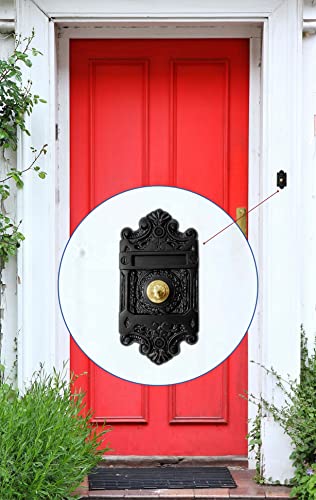 Akatva Decorative Doorbell Button – Finest Quality Bell Push Button – Easy To Install Calling Bell Button – Vintage Décor Doorbell Button Finely Hand Crafted - Antique Black Finish #TOP3