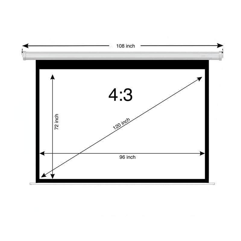 Image of BIG VUE 120 inch Motorized Projector Screen 4K Ultra HD 3D Ready | 4:3 Aspect Ratio Matte White Remote Control Electric Projection Screen | Wall & Ceiling Mount for Home Theatre, Office & Classroom