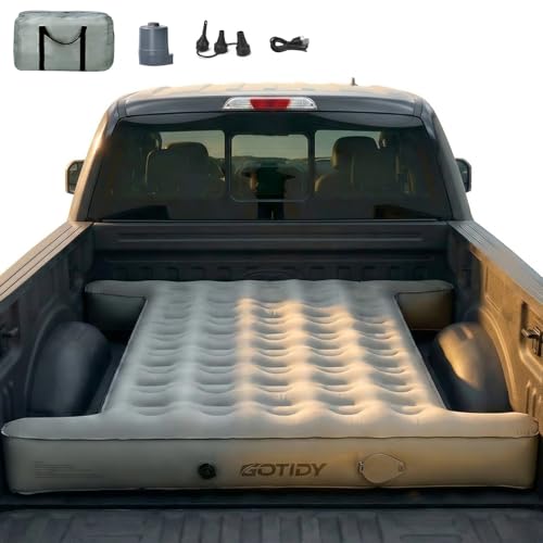 GOTIDY Comfortable Fabric Texture Truck Bed Mattress 5.5-5.8ft for Full-Size Pickup, Truck Bed Air Mattress Customized for Tundra/ F150/ Silverado/ Ram1500, with Bult-in-Air Pump,Camping & Road Trip