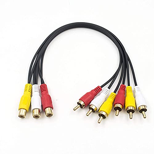 Duttek RCA Splitter Cable,AV Splitter 3 RCA Female Jack to 6 RCA Male Plug RCA Y Splitter Extension Audio Video AV Adapter Cable 30cm/11.8 Inch