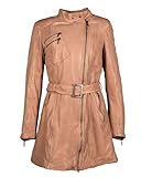 Sehr schlanke Passform JCC Damen Ledermantel Mit Taillengürtel Lm/69/2/Y Beige 44