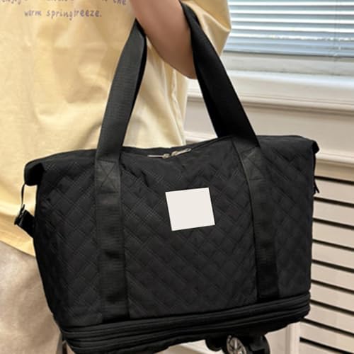 Generic Carry On Duffel Bag with Wheels | Foldable Luggage Bag Travel Bag with Wheels - Large Capacity Duffel Suitcase for Parents, Business Trip, Camping, Wife, Black, Refer to description, Unisex3