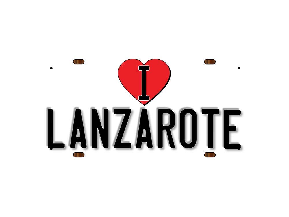 Mcmug White - I Love Lanzarote ( Background) - Metal Sign, Decorative Sign, 200Mm X 100Mm