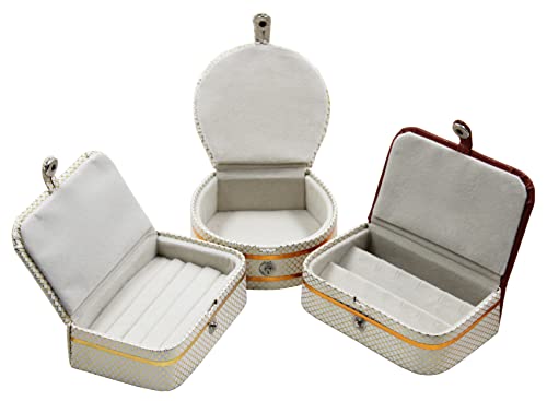 atorakushon PU Leather Combo Makeup Jewellery accessories Vanity box to nicely organize the Jhumka Ring Earrings Necklace Bangle for Women Set of 3 Cream