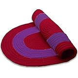 Essencea's Oval Floor Mat Braided Rug | Red & Purple | Easy to Use | Decorative Artwork | Vibrant...