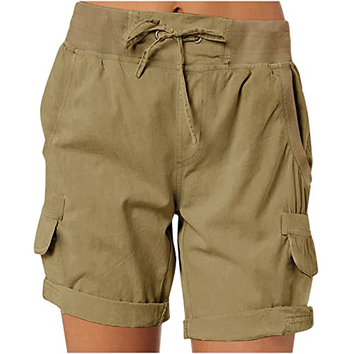 XUNRYAN Cargo Shorts Womens Summer Running Athletic Workout Short Cargo Pants Elastic High Waisted Hiking Bermuda Shorts