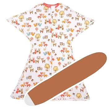SleepingBaby Zipadee-Zip Transition Swaddle Woodlands, Small for 4-8 Months and Snuggle Strap Spice, One Size - Wearable Baby Blanket and Accessory for Easy Diaper Changes - Polyester, Spandex