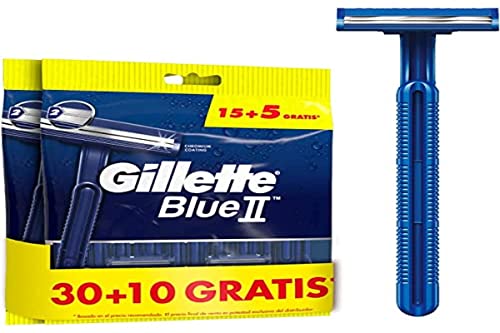 Gillette Blue II Rasoio da uomo, lame usa e getta con testa fissa, 30+10 gratis, 40 pezzi