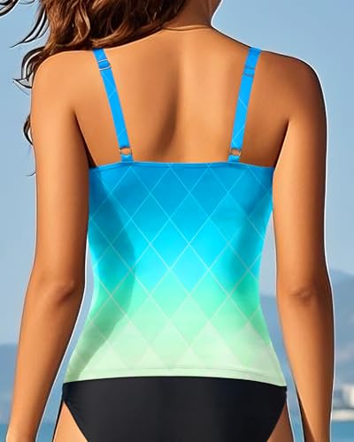 Image of Aqua Eve Tankini Tops for Women Swimwear Top Only Tummy Control Bathing Suit Top No Bottom (Available in Plus)