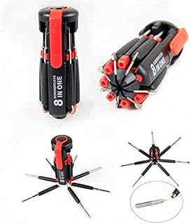 Multifunctional 8 Screwdrivers in 1 Tool with Worklight and Flashlight, Portable General Professional Repair Tool,for Home Kitchen Car,Red
