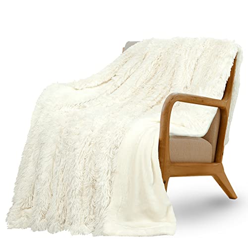 Xyyzyz Fluffy Twin Size Blanket, Lightweight Faux Fur Blanket, Shaggy Fuzzy Breathable Blanket For Couch,Bed,Sofa, 70" X 78",Cream White #TOP30