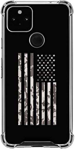 Skinit Clear Phone Case Compatible with Google Pixel 4a 5G - Black and White Camo American Flag Design