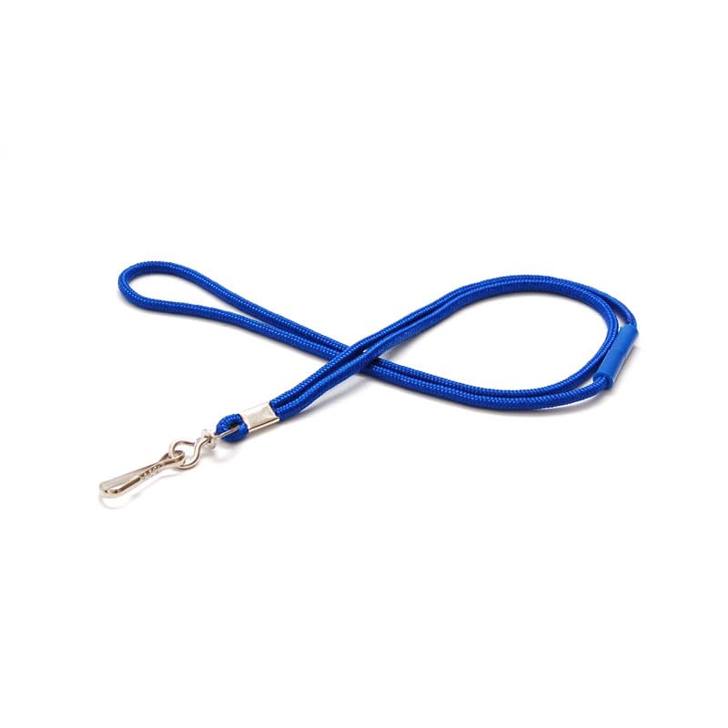 Lanyard redondo de seguridad de 4 mm con mosquetón metálico - Azul real (lote de 100)