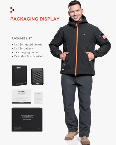 Image of DEWBU Heated Jacket for Men with 12V Battery Pack Winter Outdoor Soft Shell Electric Heating Coat