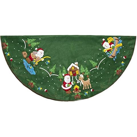 Bucilla Lodge Santa Felt Tree Skirt Kit Cover