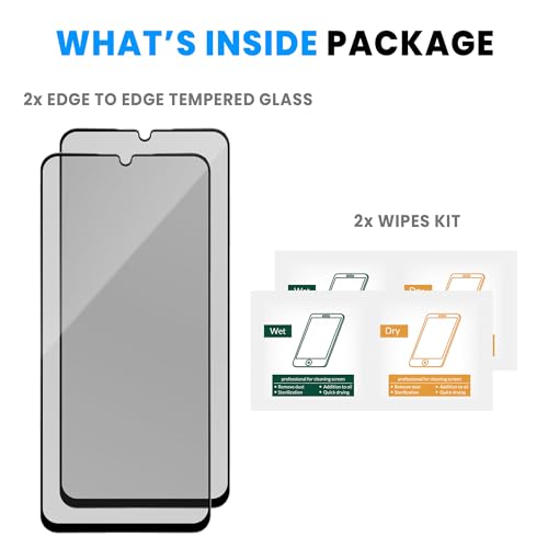 Image of ArmourPro Military Grade Matte Anti-Glare Tempered Glass Screen Protector for Redmi 13C, 13C, Poco M6 and C65 (6.74 Inch) With Installation Kit | Edge-to-Edge Protector Coverage | Black (Pack of 2)