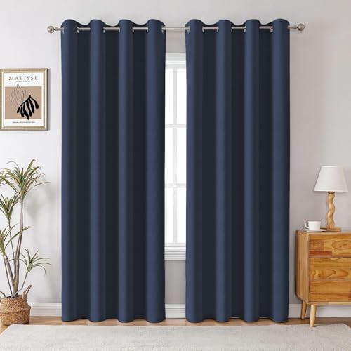 Image of Homestan 90% Blackout Door Curtains 9 Feet Long Set of 2, Room Darkening Parda with Grommet Design for Home Decor (9x4 Feet,Indigo Blue)