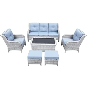 Outdoorwickerfurnitureset6piecespatioconversationsetsoutdoorcouchsofa2patiowickerchairswith1sofacoffeetableandottomansforporchgardendeckbalconypoolside Urban Country Home Decor Outdoor wicker furniture set 6 pieces patio conversation sets outdoor couch sofa 2 patio wicker chairs with 1 sofa coffee table and ottomans for porch garden deck balcony poolside urban country home decor