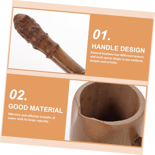 Louche à eau en bambou véritable long manche accessoire Hishaku maison et thé - 7